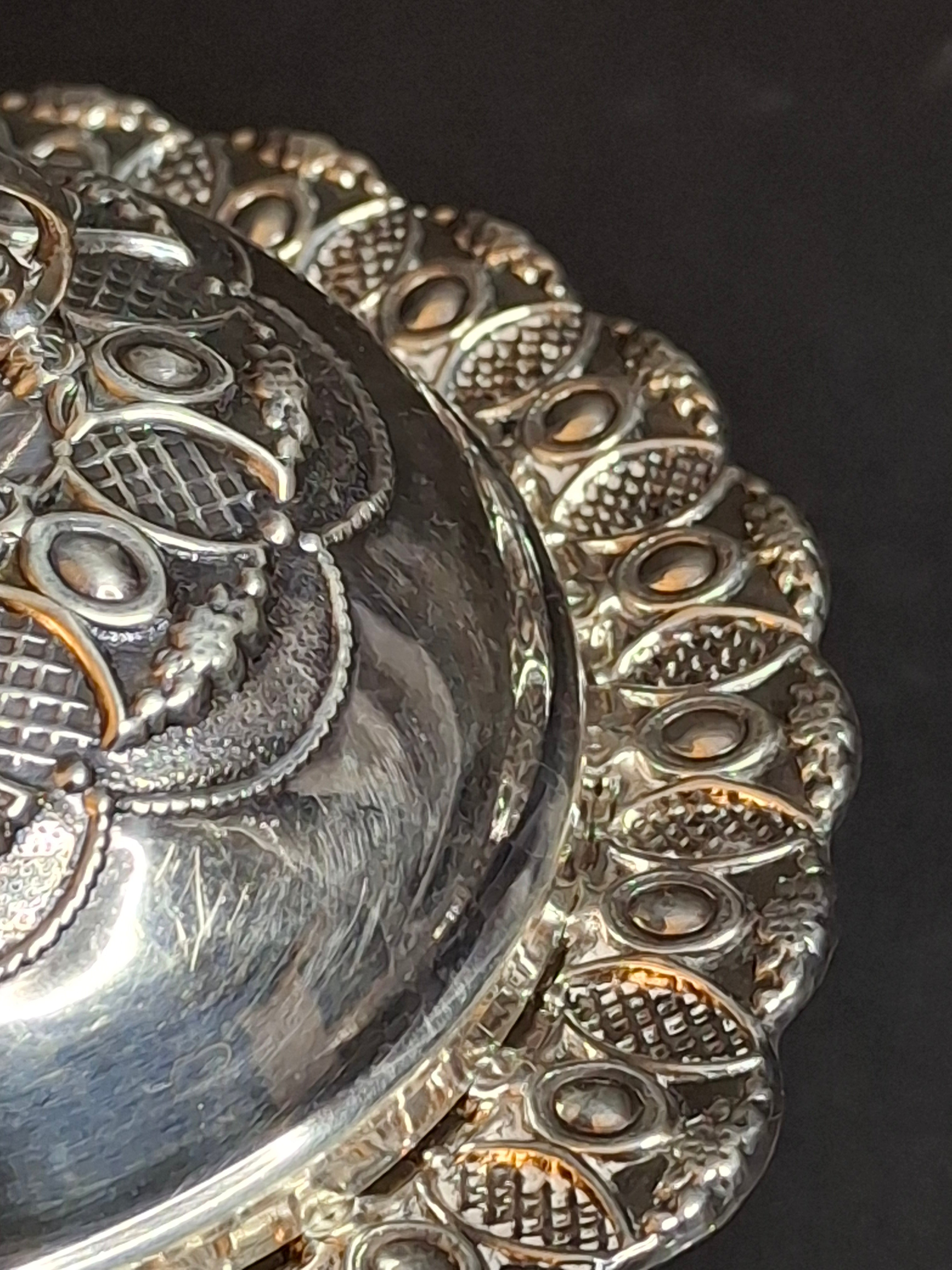 Vintage Israeli Sterling Silver Rosh Hashanah Honey Dish Pedestal Bowl Lid Masorett 925 Judaica