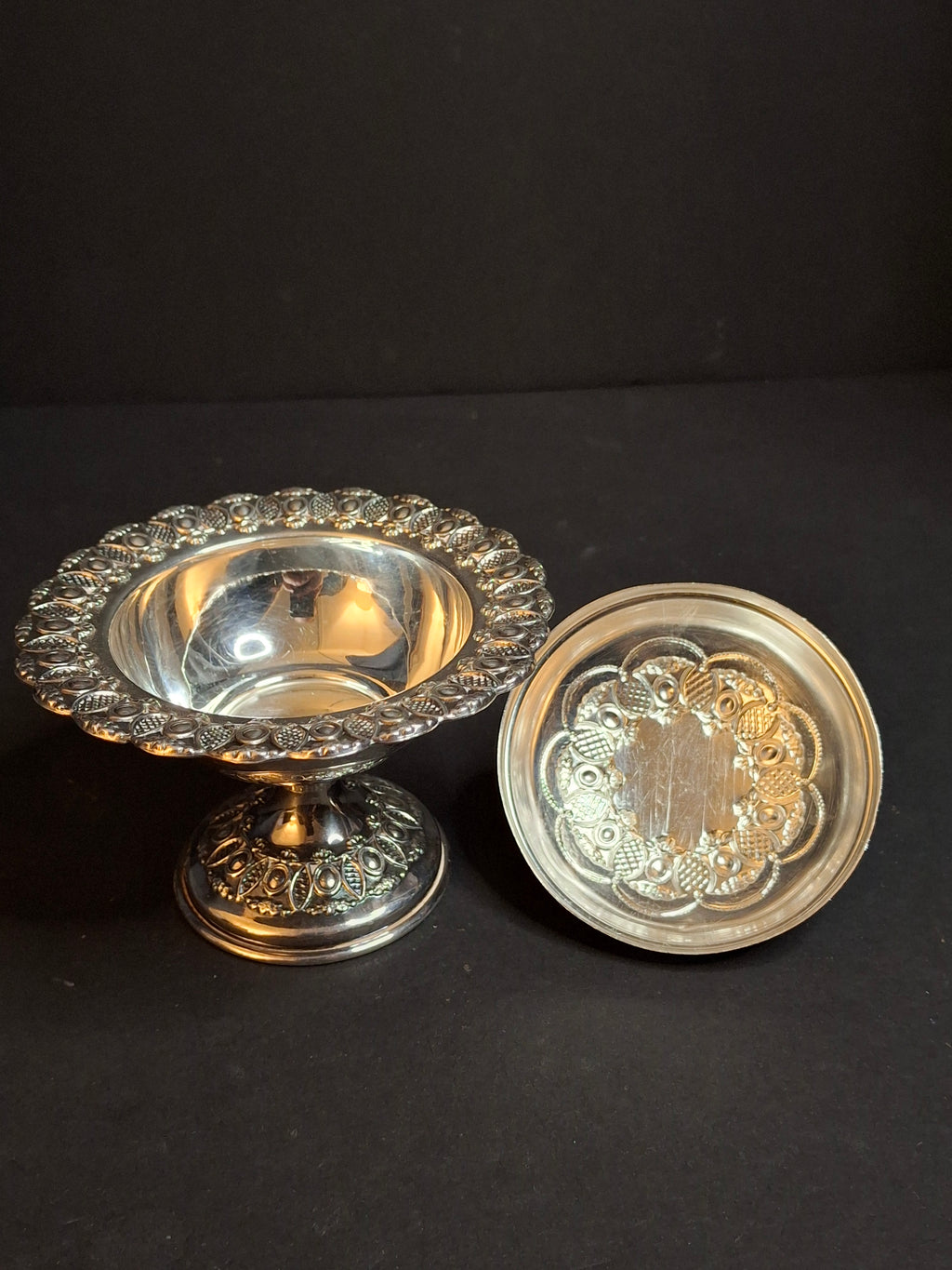 Vintage Israeli Sterling Silver Rosh Hashanah Honey Dish Pedestal Bowl Lid Masorett 925 Judaica