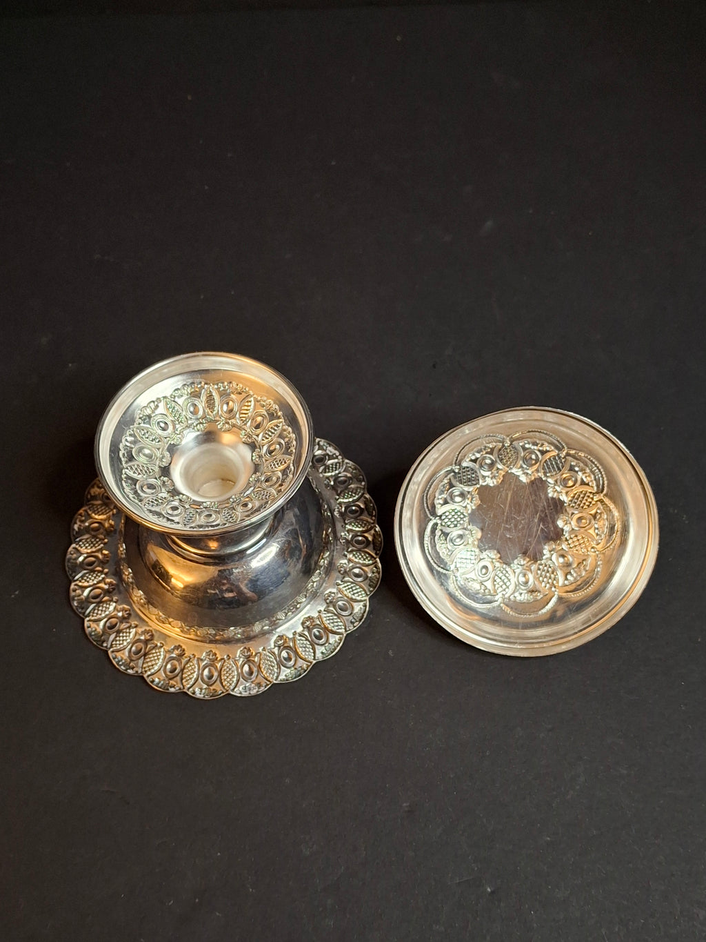 Vintage Israeli Sterling Silver Rosh Hashanah Honey Dish Pedestal Bowl Lid Masorett 925 Judaica