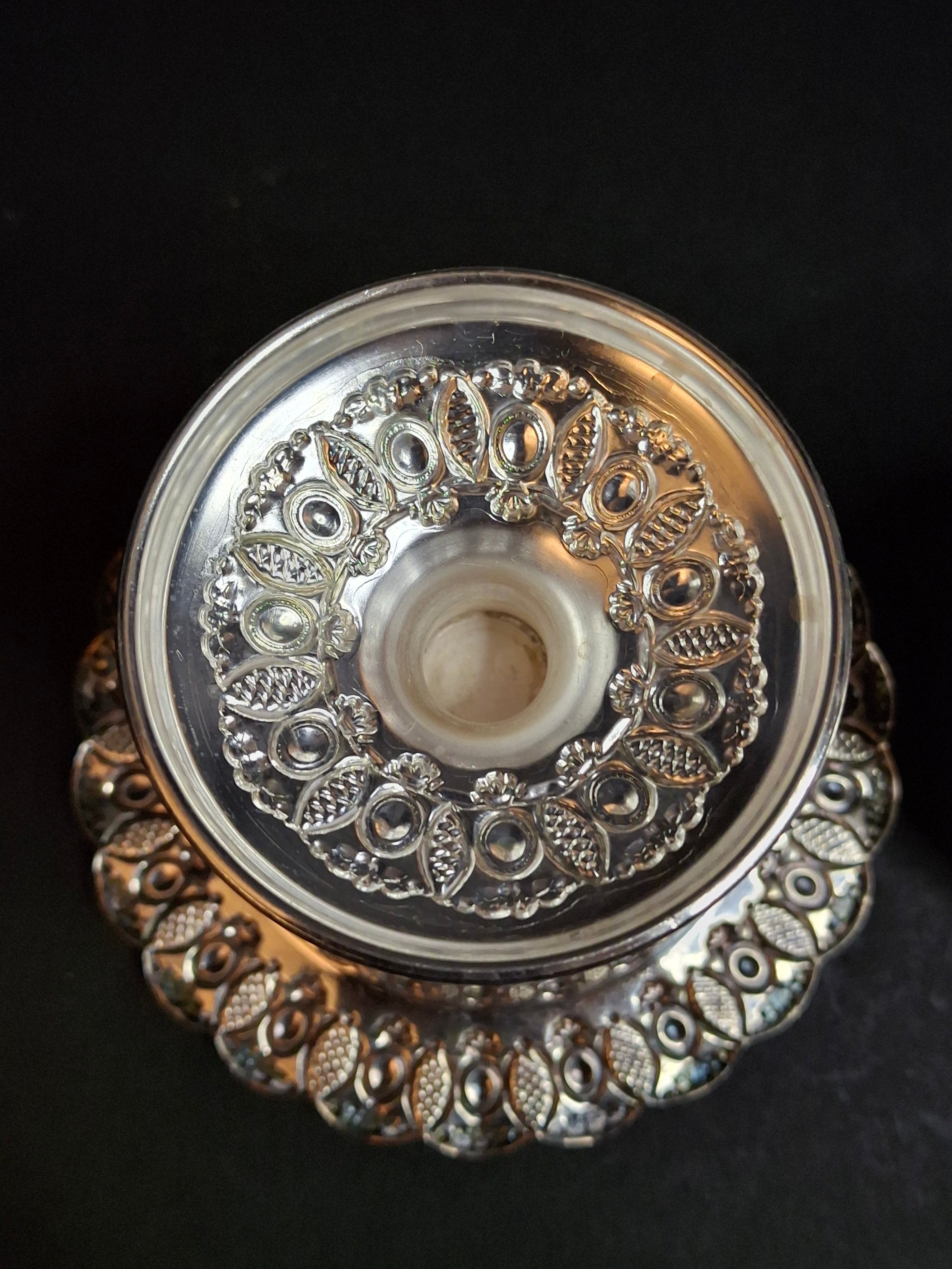 Vintage Israeli Sterling Silver Rosh Hashanah Honey Dish Pedestal Bowl Lid Masorett 925 Judaica
