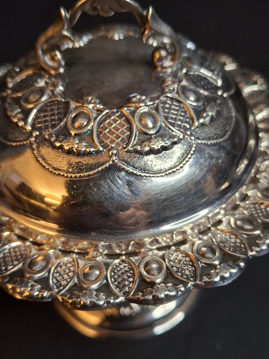 Vintage Israeli Sterling Silver Rosh Hashanah Honey Dish Pedestal Bowl Lid Masorett 925 Judaica
