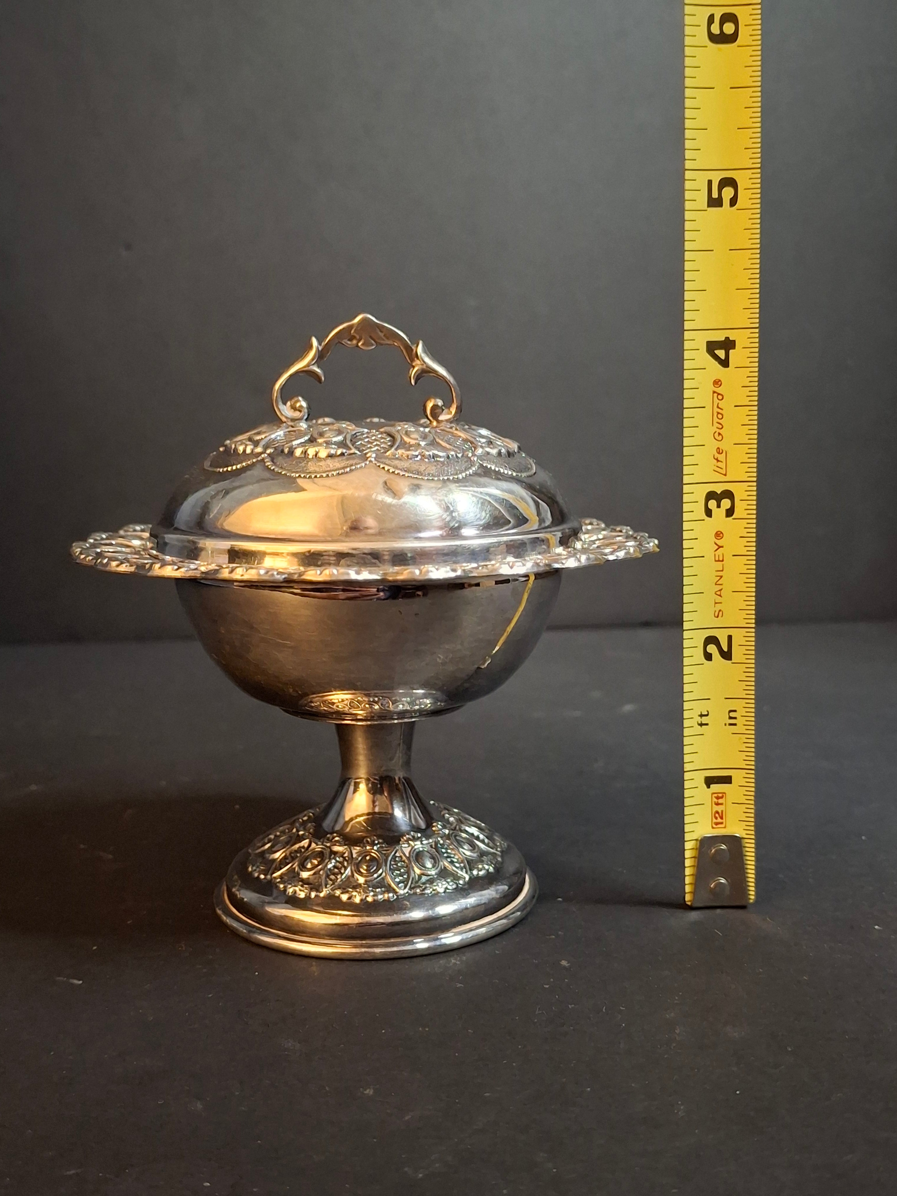 Vintage Israeli Sterling Silver Rosh Hashanah Honey Dish Pedestal Bowl Lid Masorett 925 Judaica