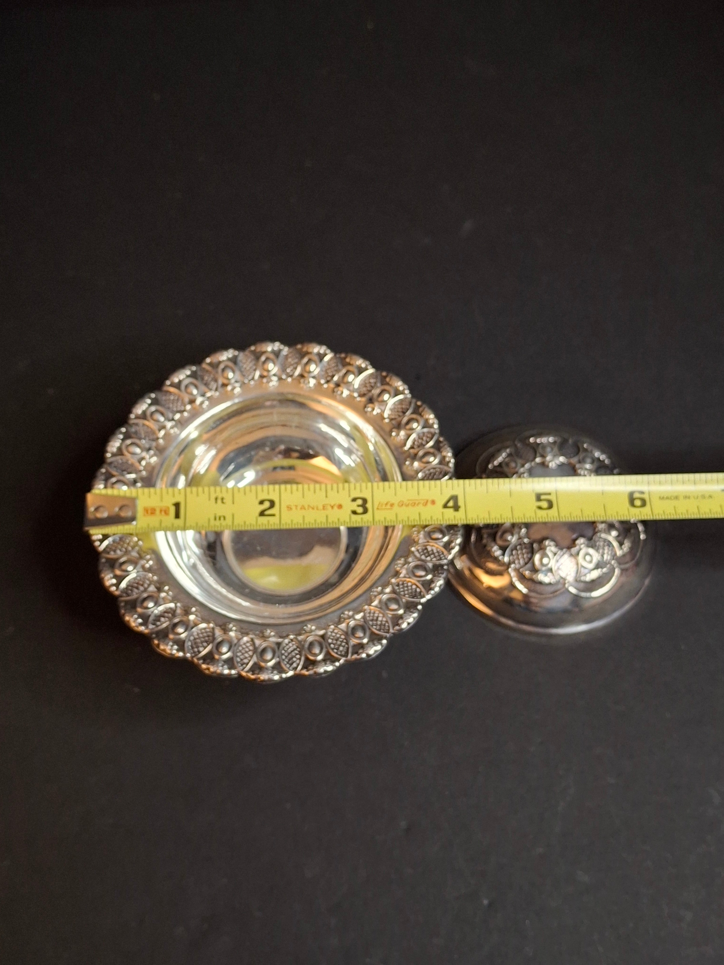 Vintage Israeli Sterling Silver Rosh Hashanah Honey Dish Pedestal Bowl Lid Masorett 925 Judaica