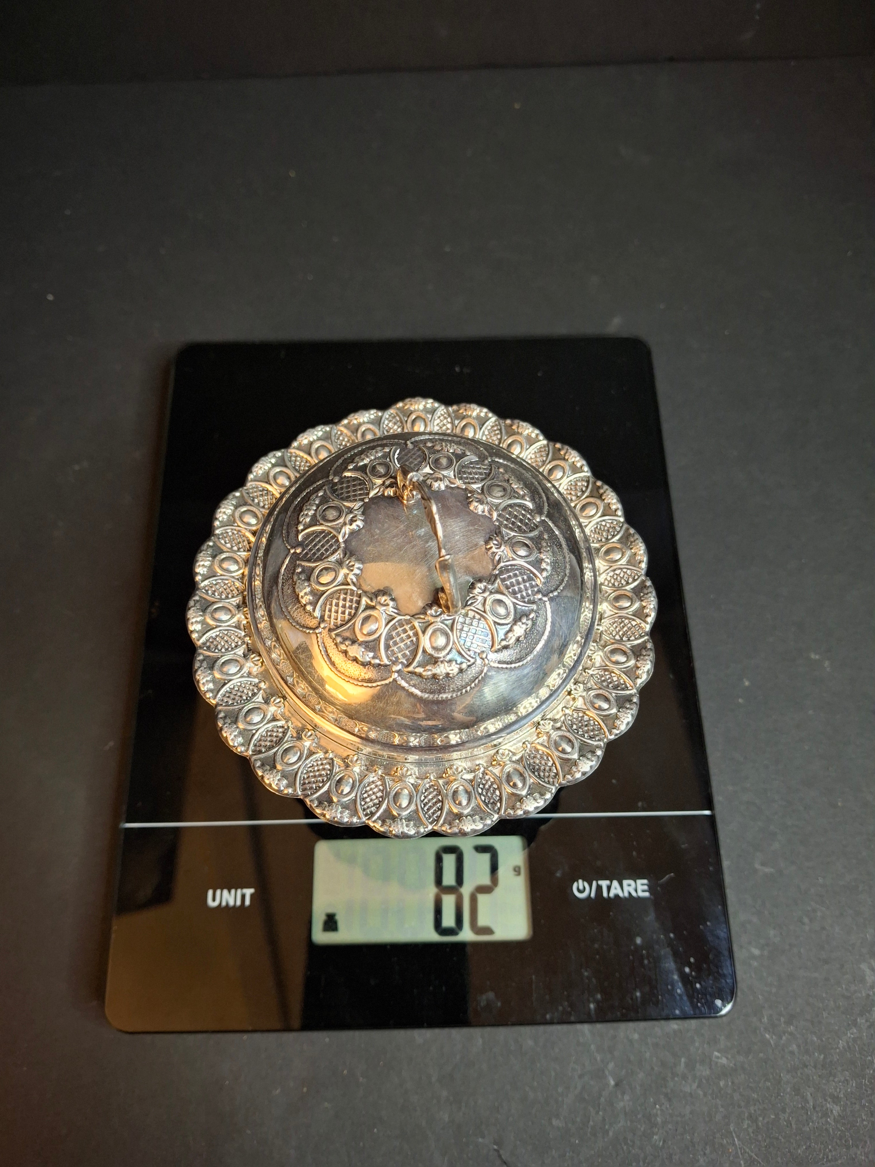 Vintage Israeli Sterling Silver Rosh Hashanah Honey Dish Pedestal Bowl Lid Masorett 925 Judaica
