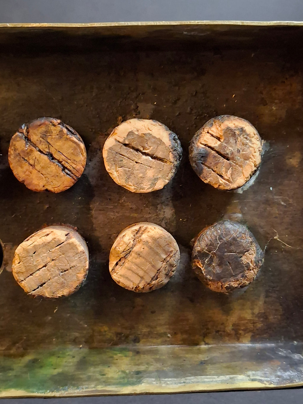 Ultra Rare Antique Late 18th Century Heavy Brass 12 Tube Candle Mold Primitive Corks 5x10