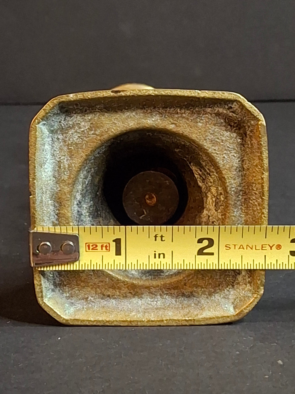 Antique English Brass Push-Up Candlestick Square Base Clipped Corners Georgian c. 1780-1820