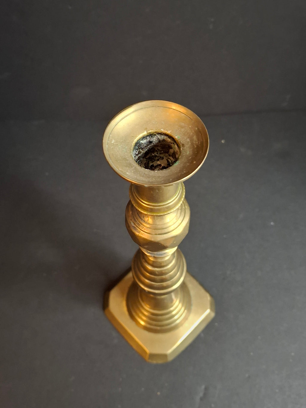 Antique Victorian Brass Beehive Candlestick Rd 223580 English Push Up 9.75"