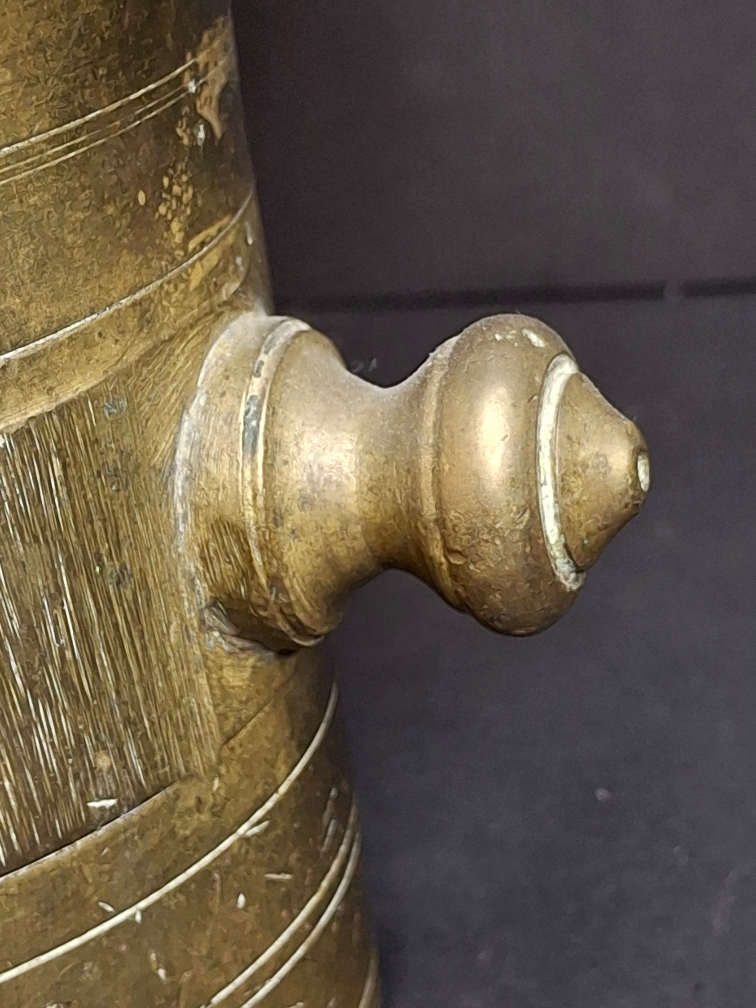 Antique Late 18th - Early 19th Century Judaica Brass Mortar and Pestle Set Heavy 7.5lb Heavy Cast Found J. Greenstein Provenance