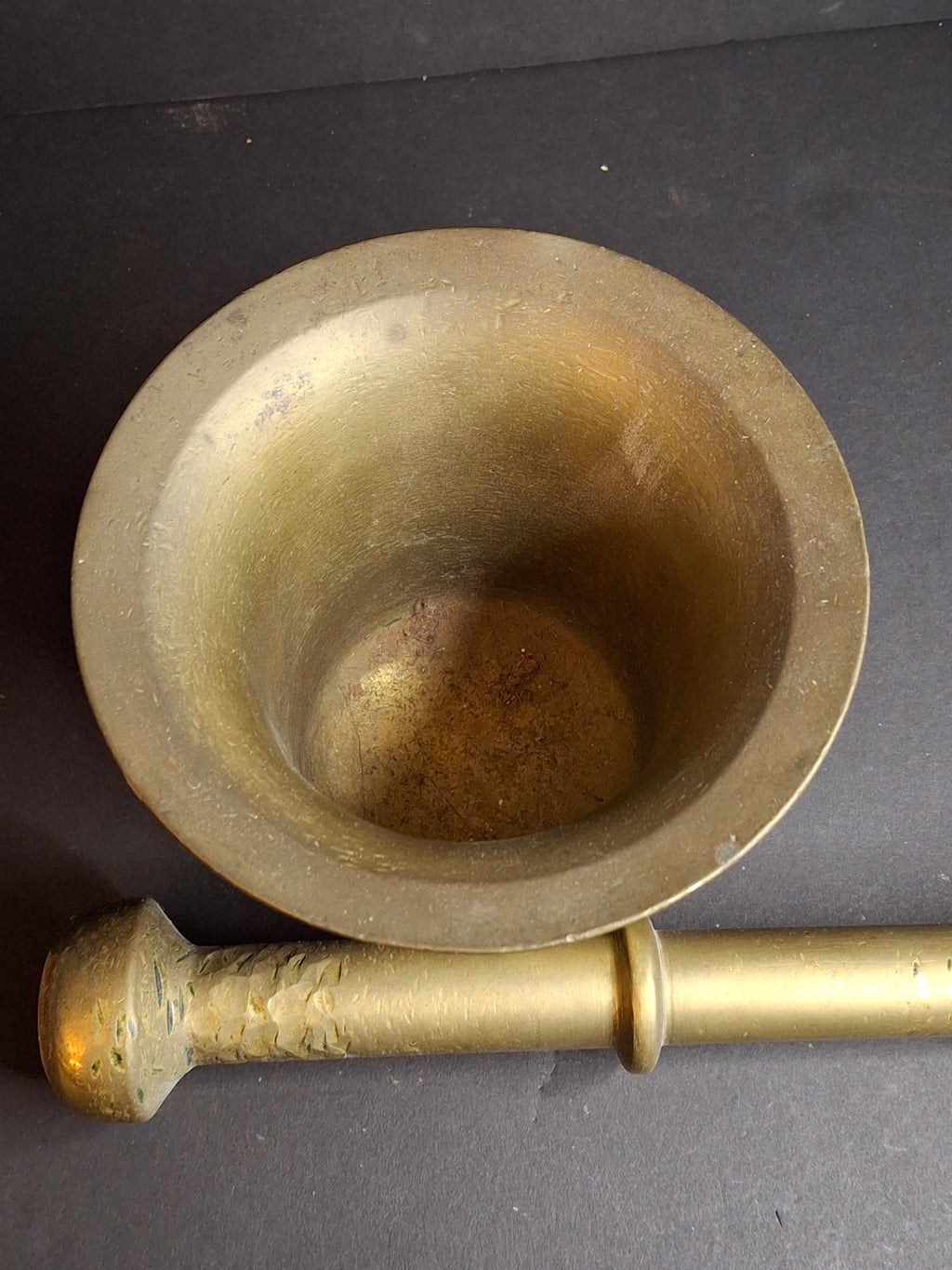 Antique Late 18th - Early 19th Century Judaica Brass Mortar and Pestle Set Heavy 7.5lb Heavy Cast Found J. Greenstein Provenance