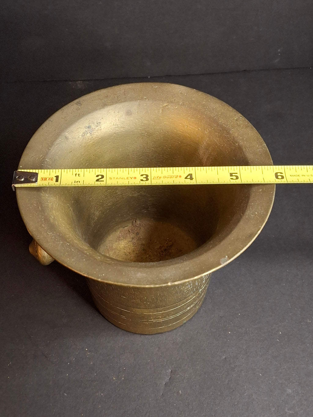 Antique Late 18th - Early 19th Century Judaica Brass Mortar and Pestle Set Heavy 7.5lb Heavy Cast Found J. Greenstein Provenance