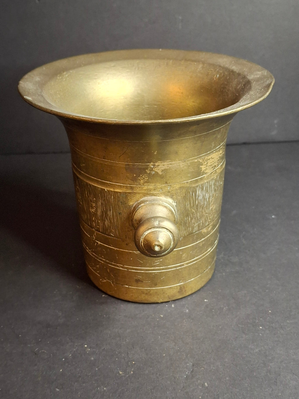 Antique Late 18th - Early 19th Century Judaica Brass Mortar and Pestle Set Heavy 7.5lb Heavy Cast Found J. Greenstein Provenance