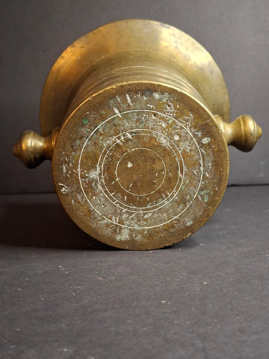 Antique Late 18th - Early 19th Century Judaica Brass Mortar and Pestle Set Heavy 7.5lb Heavy Cast Found J. Greenstein Provenance