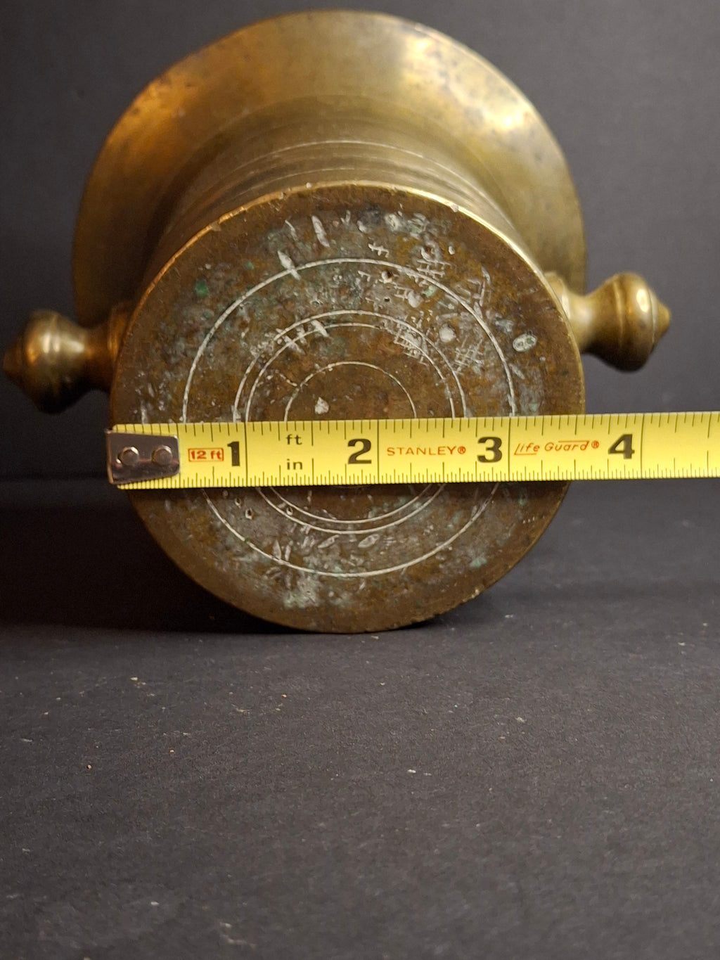 Antique Late 18th - Early 19th Century Judaica Brass Mortar and Pestle Set Heavy 7.5lb Heavy Cast Found J. Greenstein Provenance