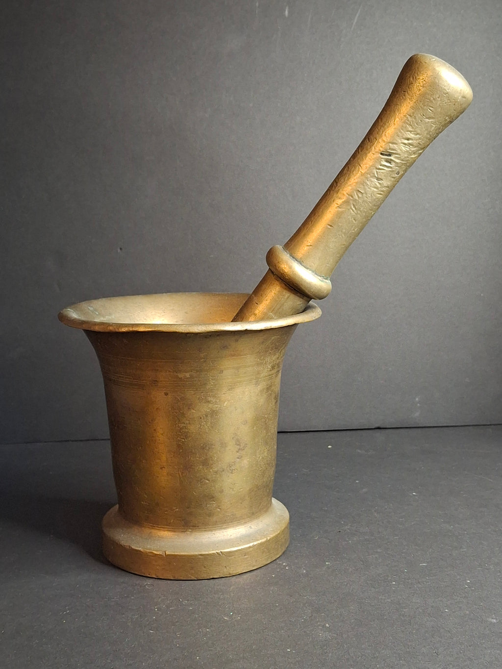 Antique 17th or 18th Century Heavy Cast Bell Metal Brass Mortar & Pestle, J. Greenstein Provenance Judaica