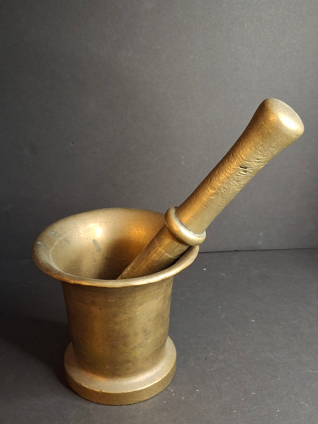 Antique 17th or 18th Century Heavy Cast Bell Metal Brass Mortar & Pestle, J. Greenstein Provenance Judaica
