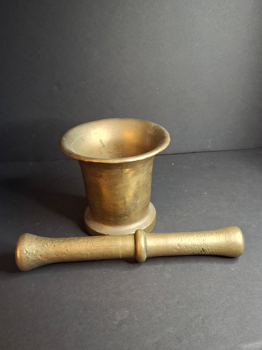 Antique 17th or 18th Century Heavy Cast Bell Metal Brass Mortar & Pestle, J. Greenstein Provenance Judaica