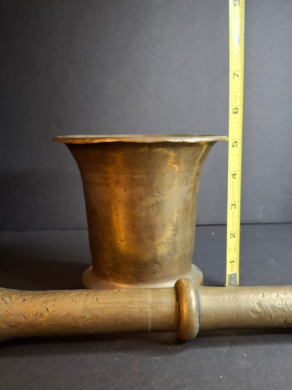 Antique 17th or 18th Century Heavy Cast Bell Metal Brass Mortar & Pestle, J. Greenstein Provenance Judaica