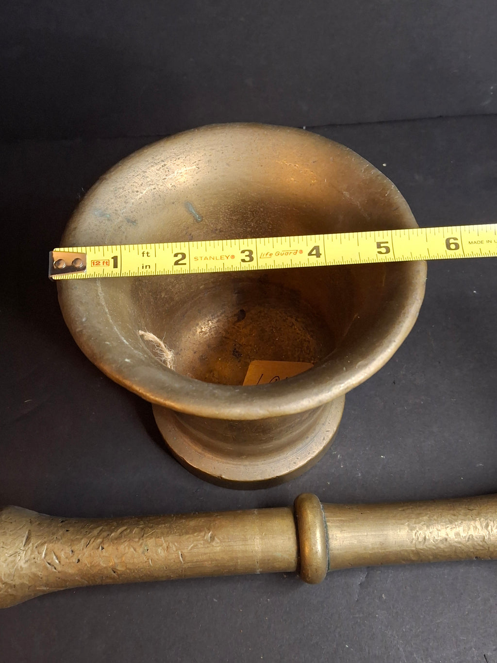 Antique 17th or 18th Century Heavy Cast Bell Metal Brass Mortar & Pestle, J. Greenstein Provenance Judaica