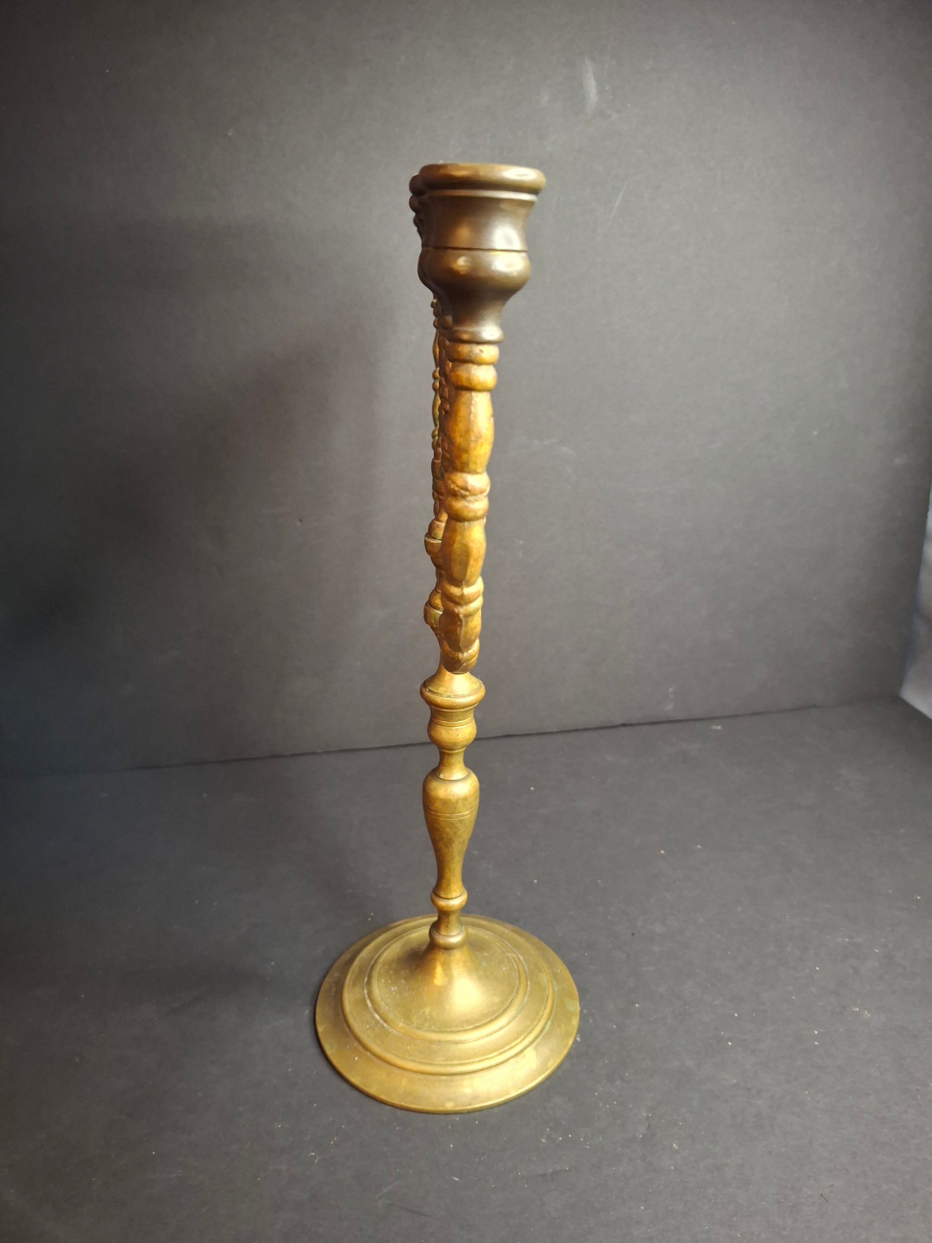 Vintage Solid Brass 7 Branch Menorah Temple Candelabra Sabbath Judaica 12.25"