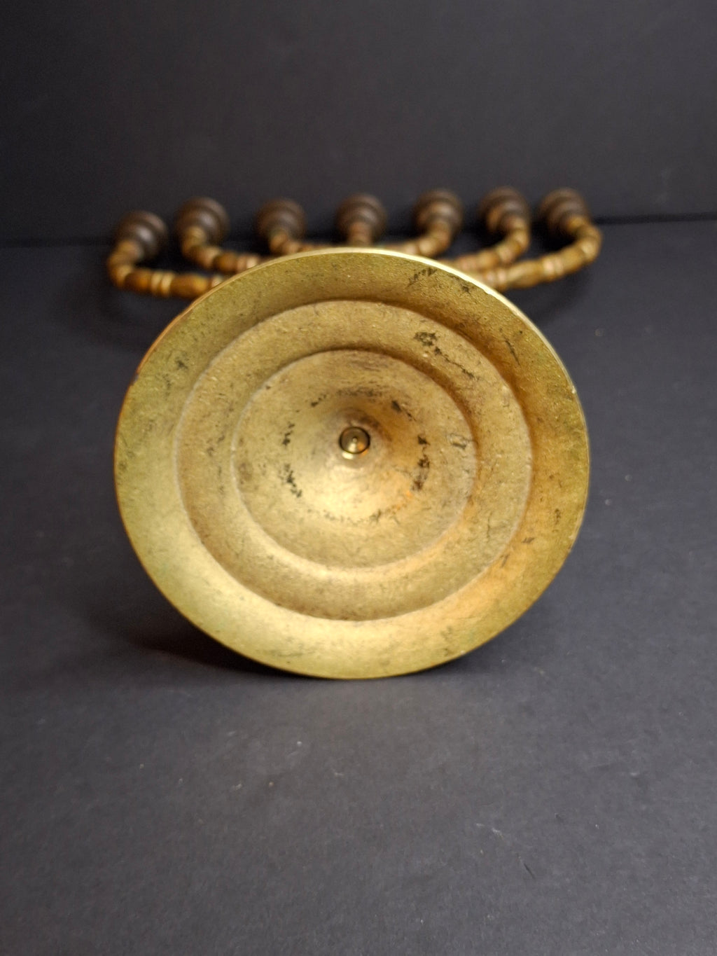 Vintage Solid Brass 7 Branch Menorah Temple Candelabra Sabbath Judaica 12.25"