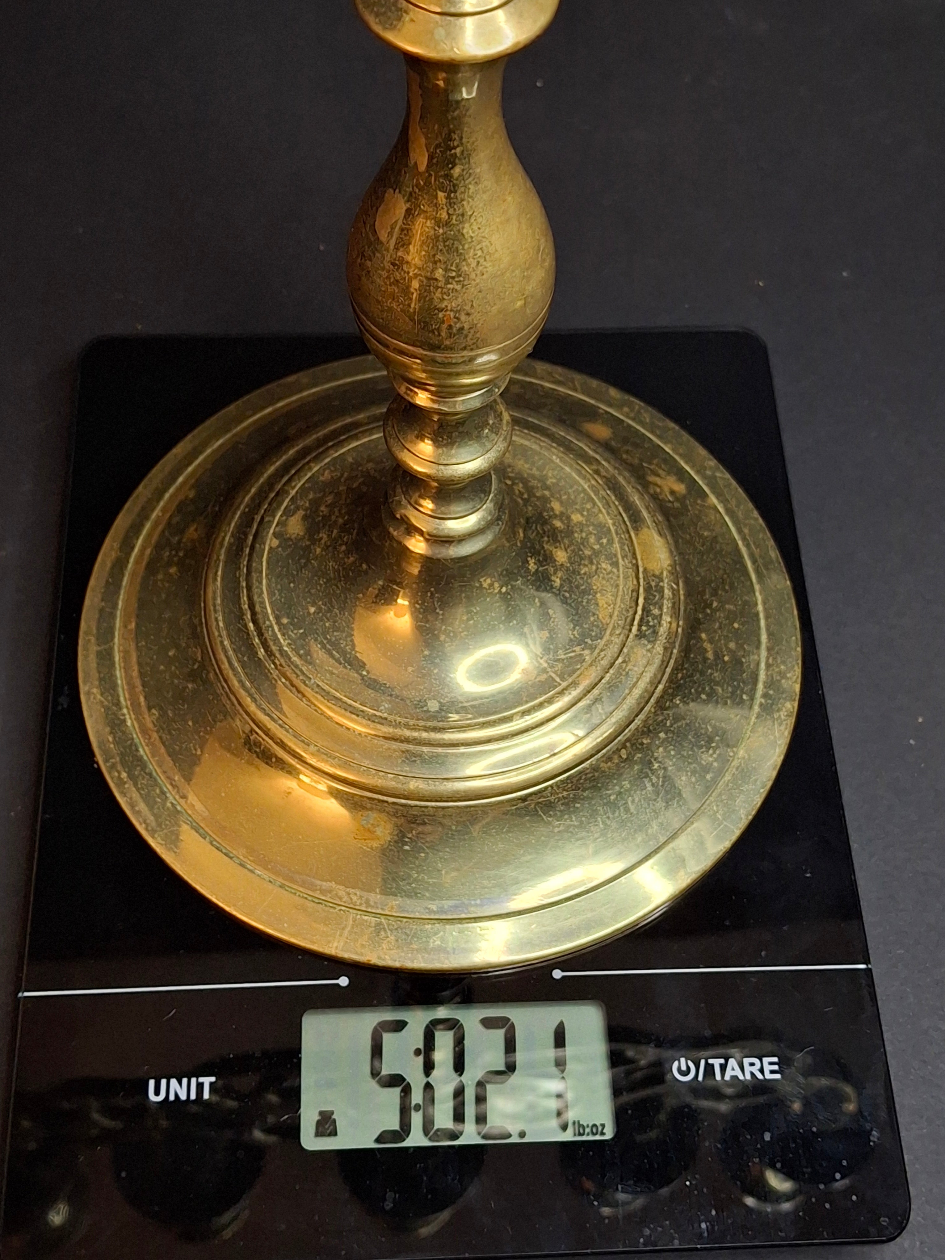 Vintage Polish Style Brass Shabbat Candelabra 5 Light Lion of Judah Openwork 14.5"