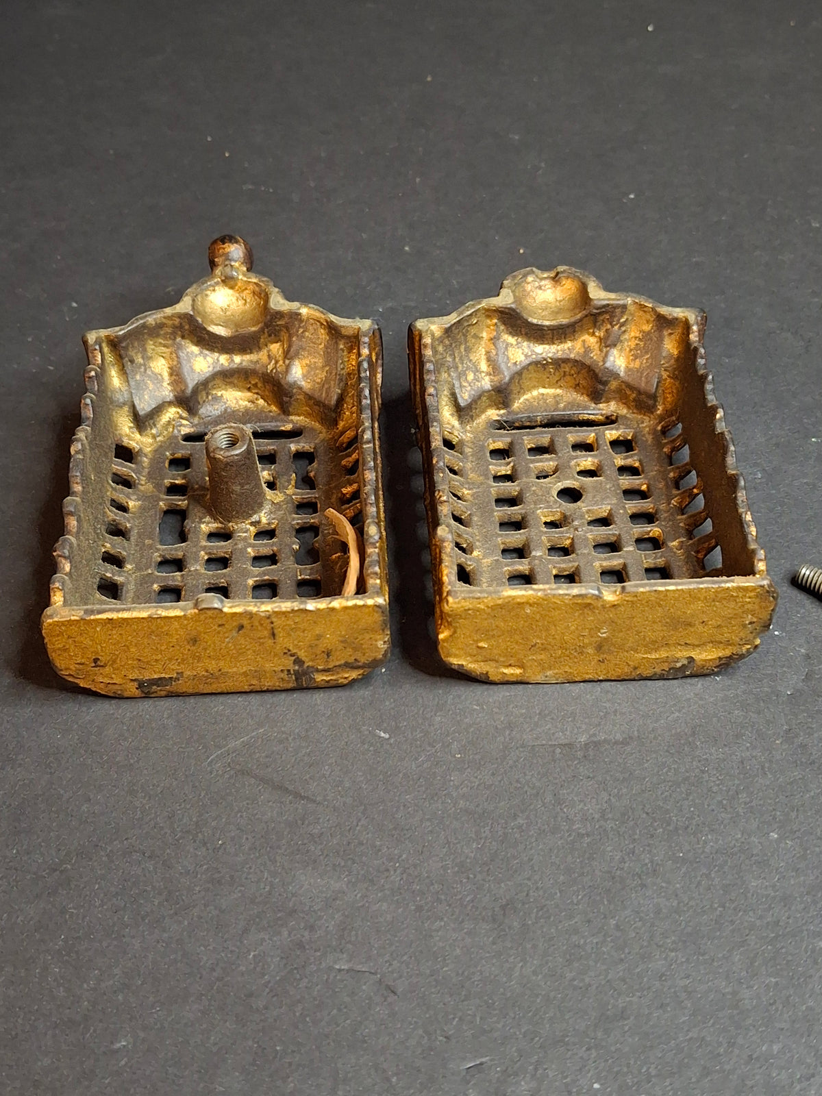 Antique AC Williams Cast Iron Skyscraper Building Still Penny Bank Gold Patina c. 1910