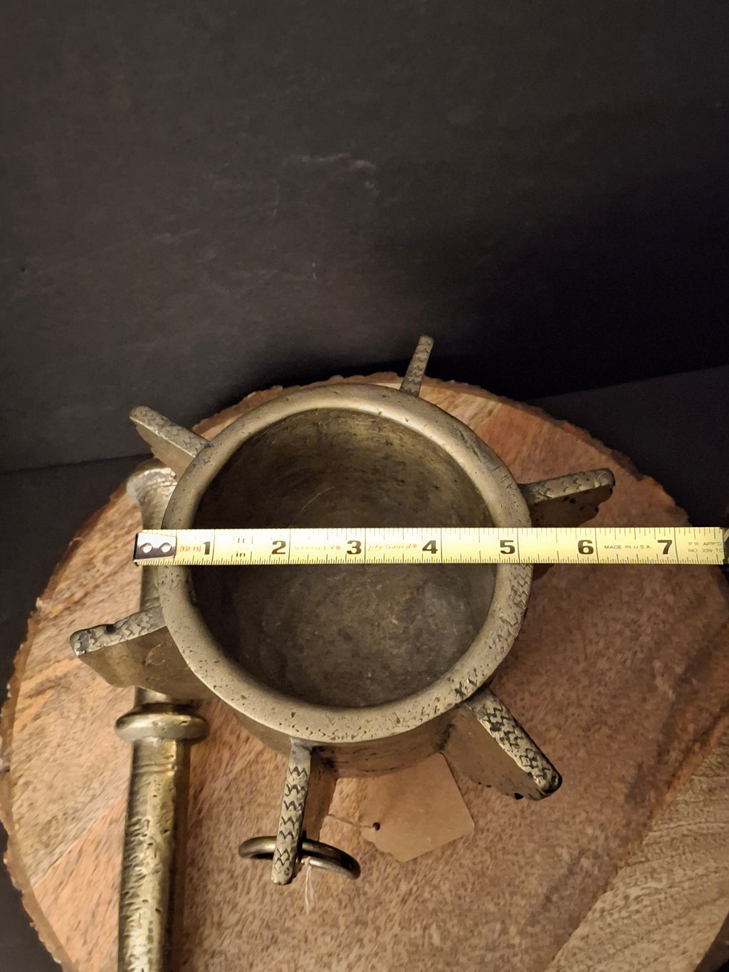 Museum Grade Antique 16th - 17th C. 18lb Bronze Mortar and Pestle Ribbed Fins Suspension Ring J Greenstein Provenance