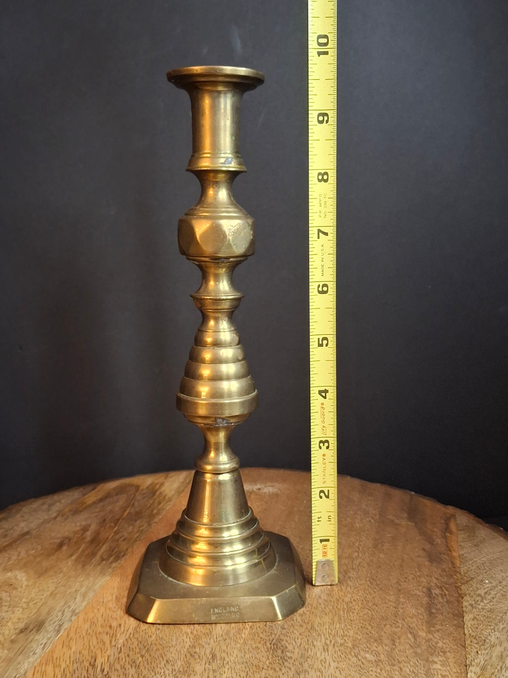 Antique Victorian Brass Beehive Candlestick Rd 223580 English Push Up 9.75"