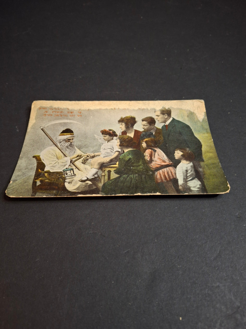 Antique Yiddish Rosh Hashanah Postcard Father Time Allegory Verlag Central Warsaw 1910s
