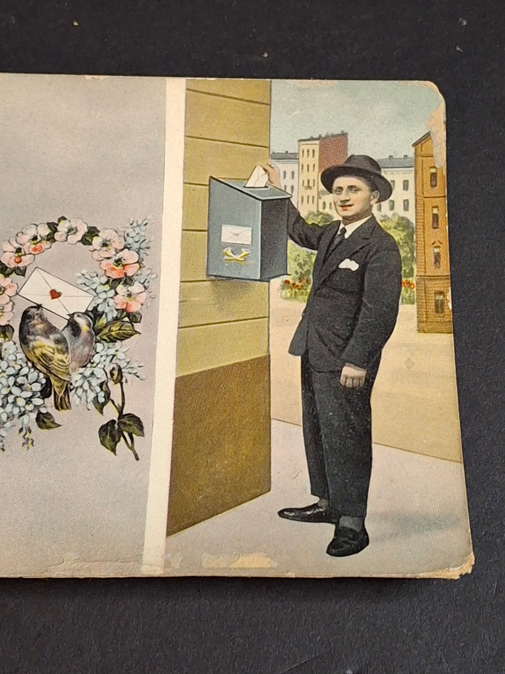 Antique 1920s Rosh Hashanah Yiddish Postcard Postal Scene Central Post Office Germany Judaica
