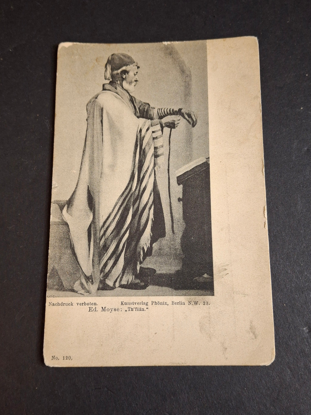 Antique Judaica Postcard Edouard Moyse Tefillin Phylacteries Kunstverlag Phonix