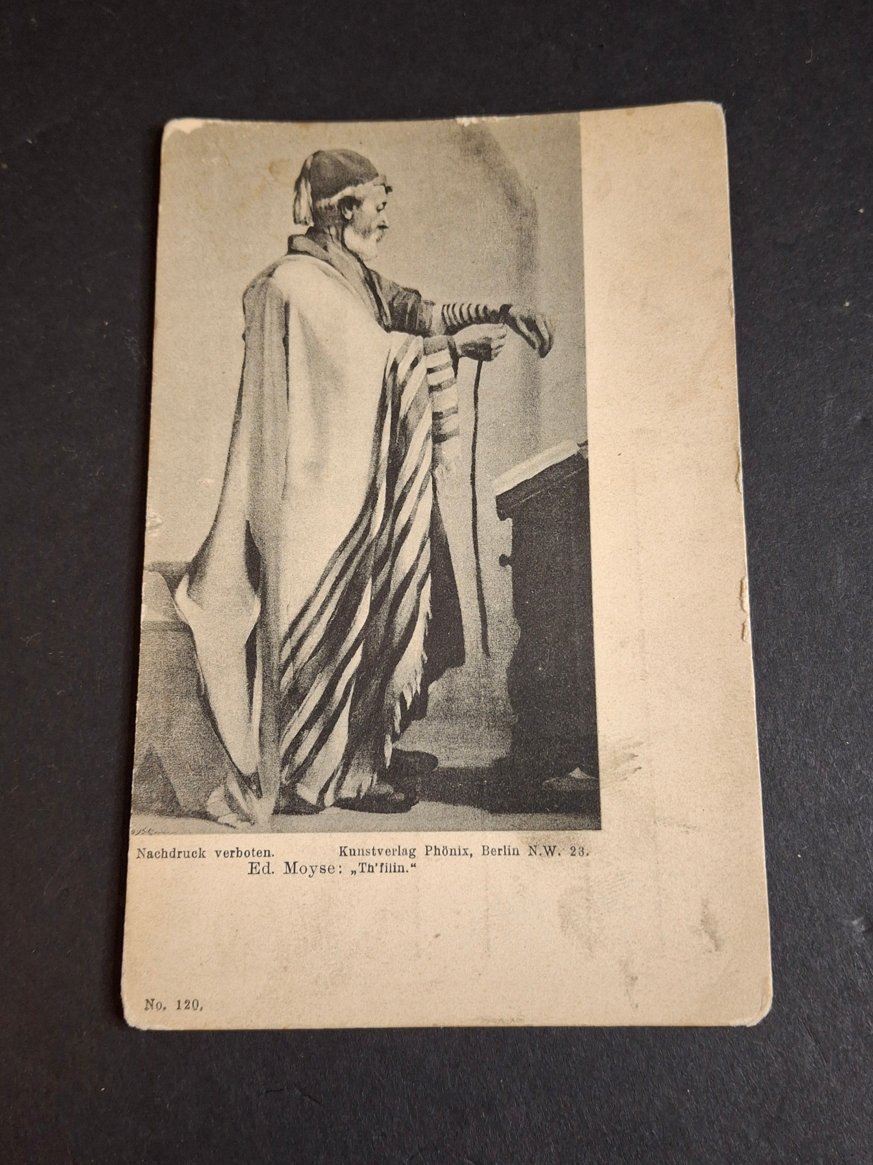 Antique Judaica Postcard Edouard Moyse Tefillin Phylacteries Kunstverlag Phonix