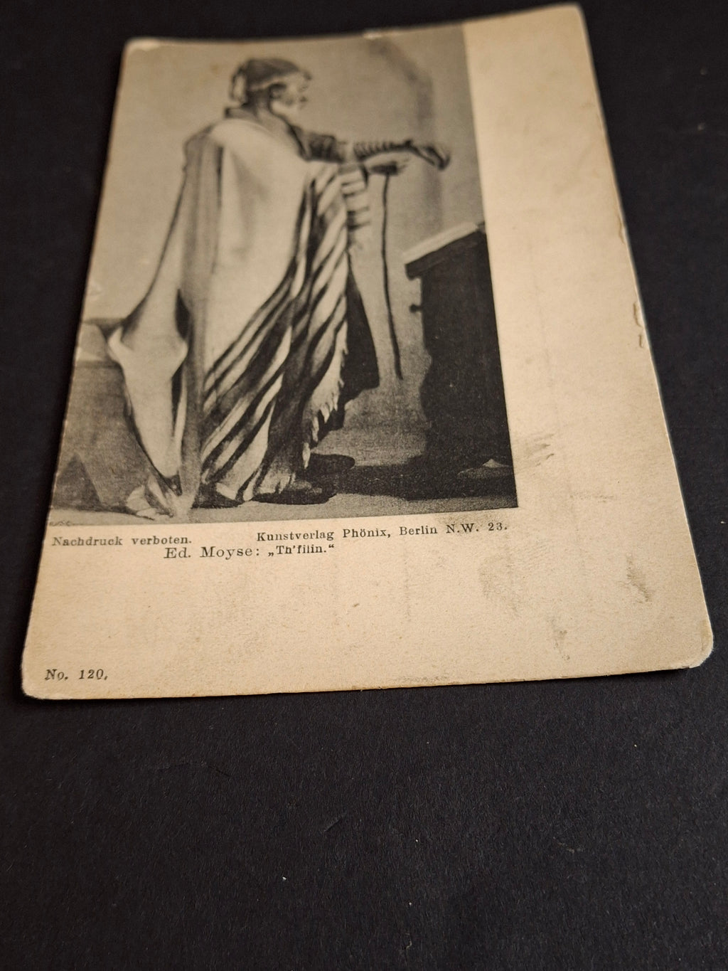 Antique Judaica Postcard Edouard Moyse Tefillin Phylacteries Kunstverlag Phonix