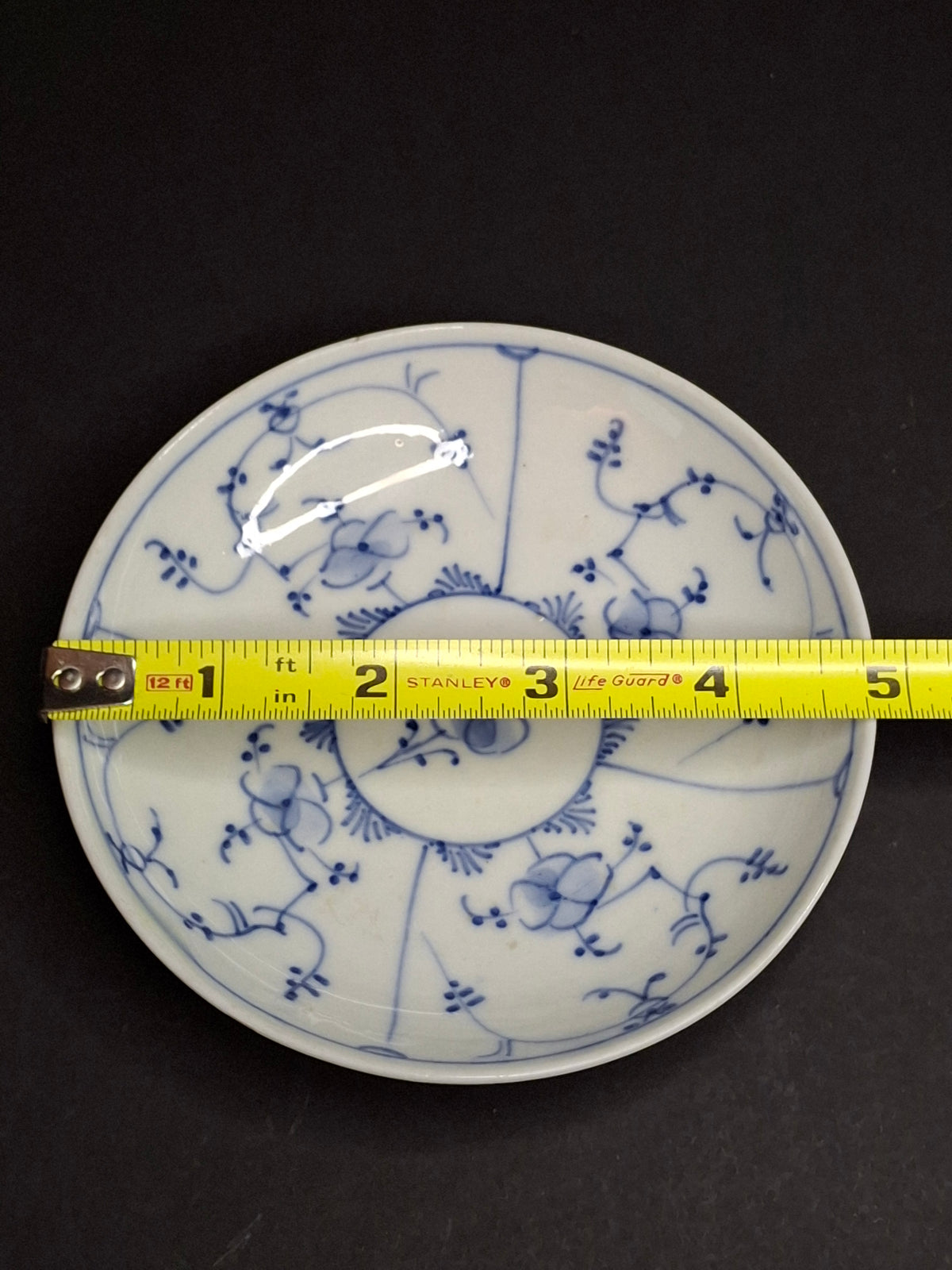 Antique Royal Copenhagen Blue Fluted Tea Bowl Saucer Late 18th Century 3 Waves Mark