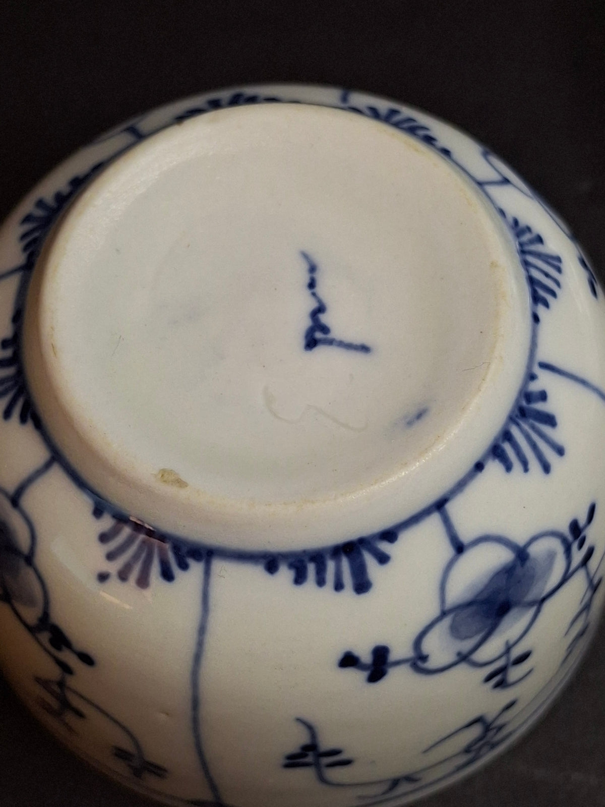 Antique Royal Copenhagen Blue Fluted Tea Bowl Saucer Late 18th Century 3 Waves Mark