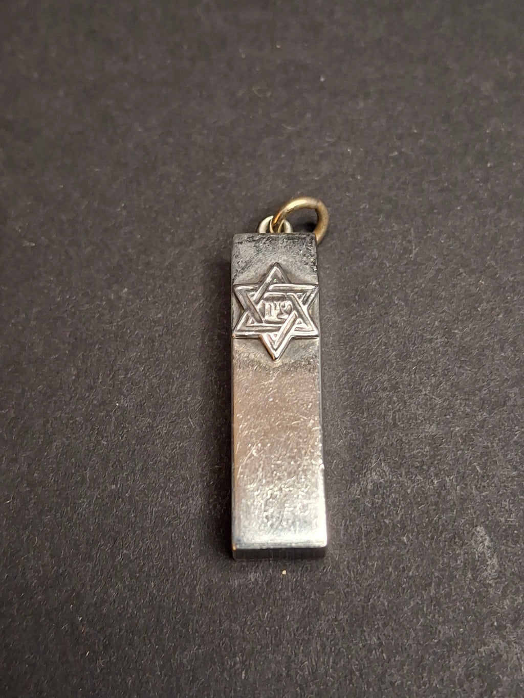 Vintage Sterling Silver Mezuzah Pendant Star of David Zion Hebrew Judaica Charm