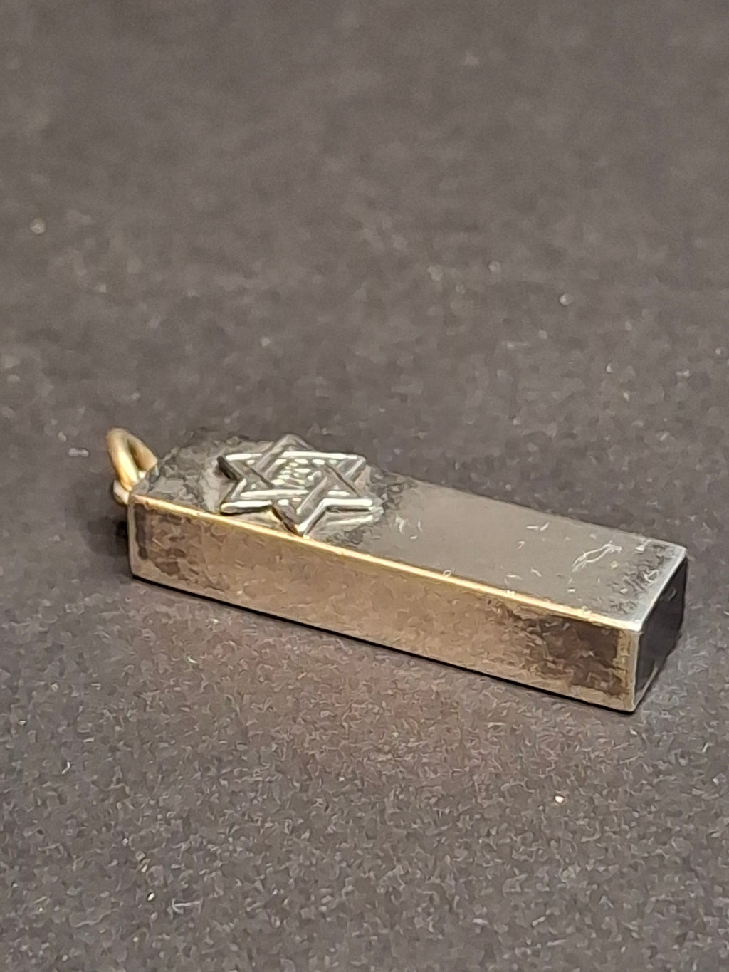 Vintage Sterling Silver Mezuzah Pendant Star of David Zion Hebrew Judaica Charm