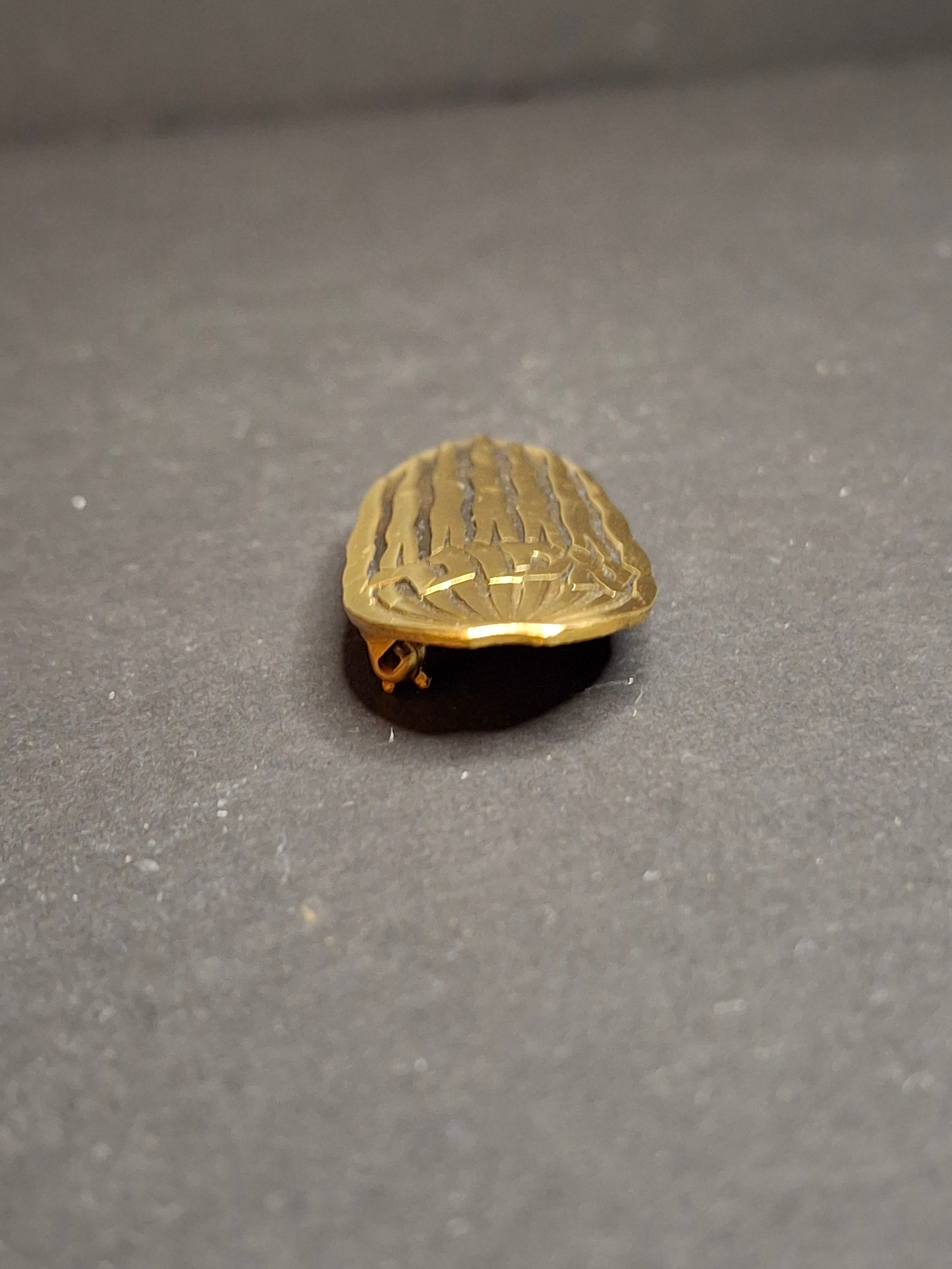 Vintage Ludwig Wolpert Mid-Century Modern Gold Plated Brass Hebrew Emunah Brooch Pendant