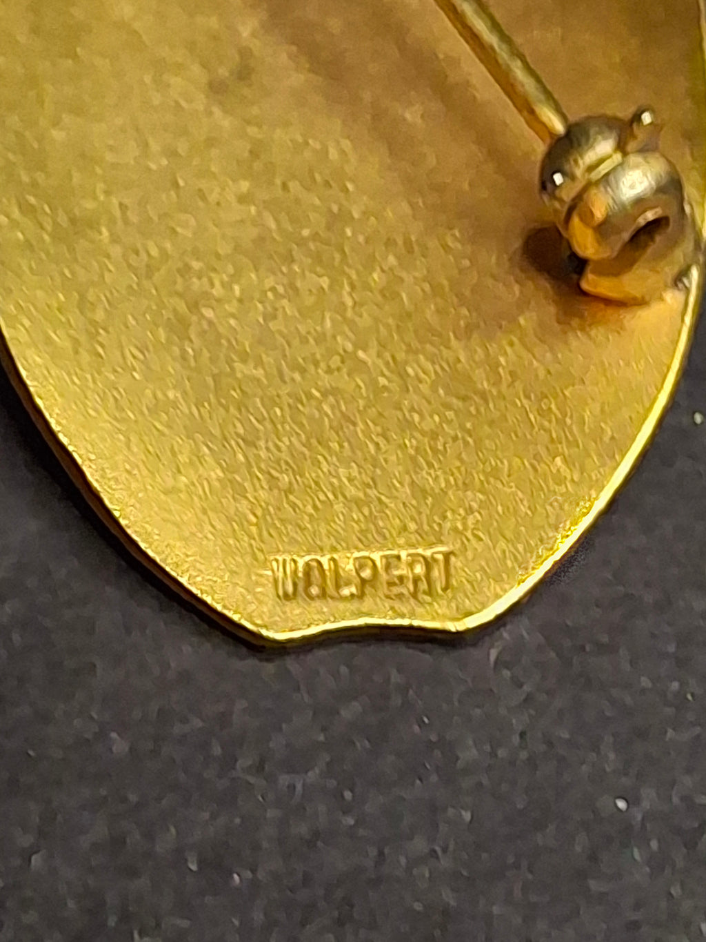 Vintage Ludwig Wolpert Mid-Century Modern Gold Plated Brass Hebrew Emunah Brooch Pendant