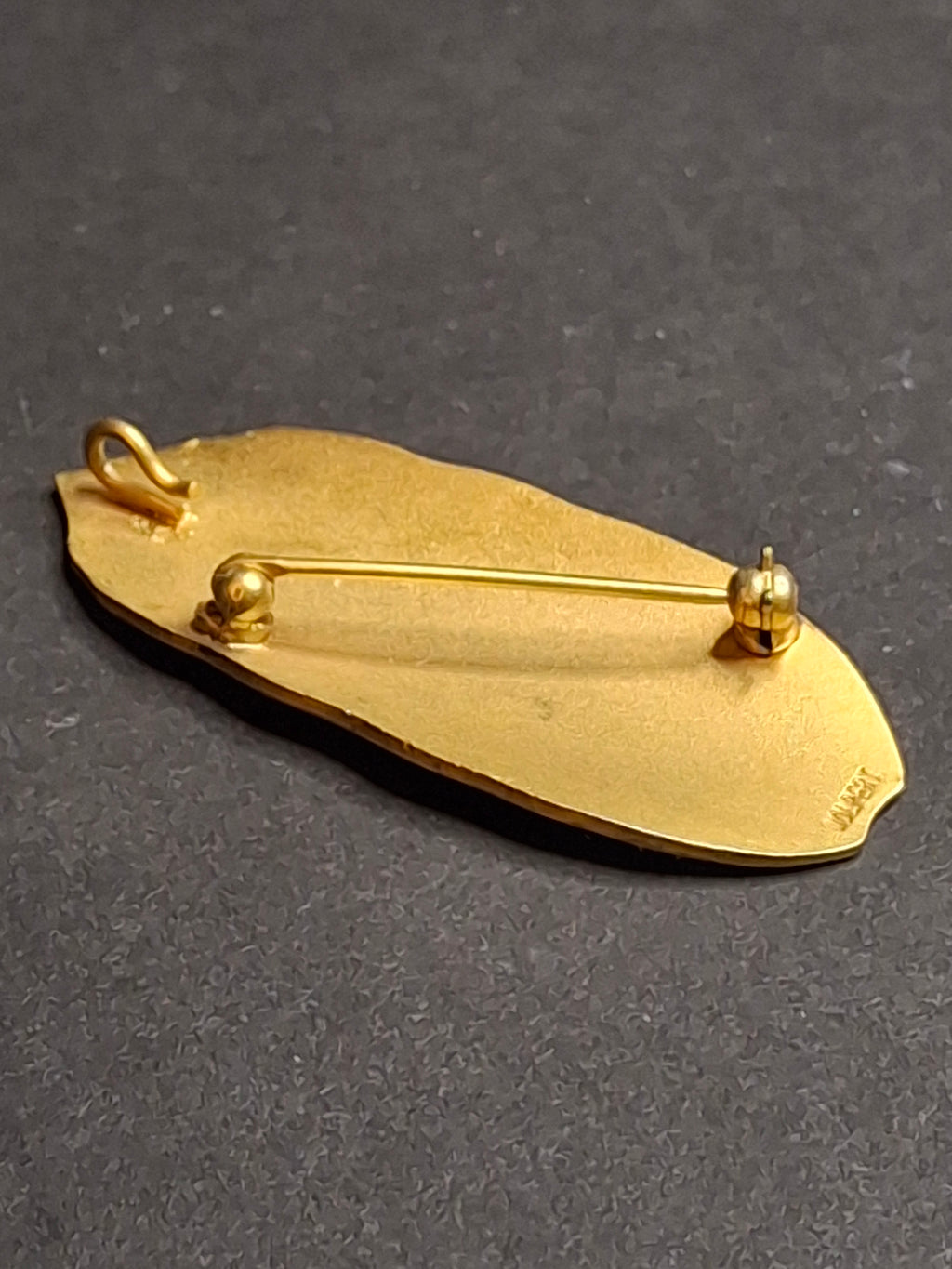 Vintage Ludwig Wolpert Mid-Century Modern Gold Plated Brass Hebrew Emunah Brooch Pendant