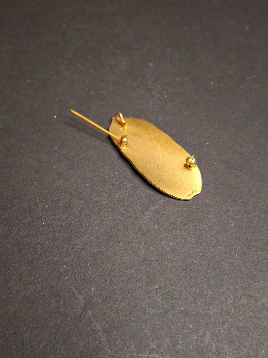 Vintage Ludwig Wolpert Mid-Century Modern Gold Plated Brass Hebrew Emunah Brooch Pendant