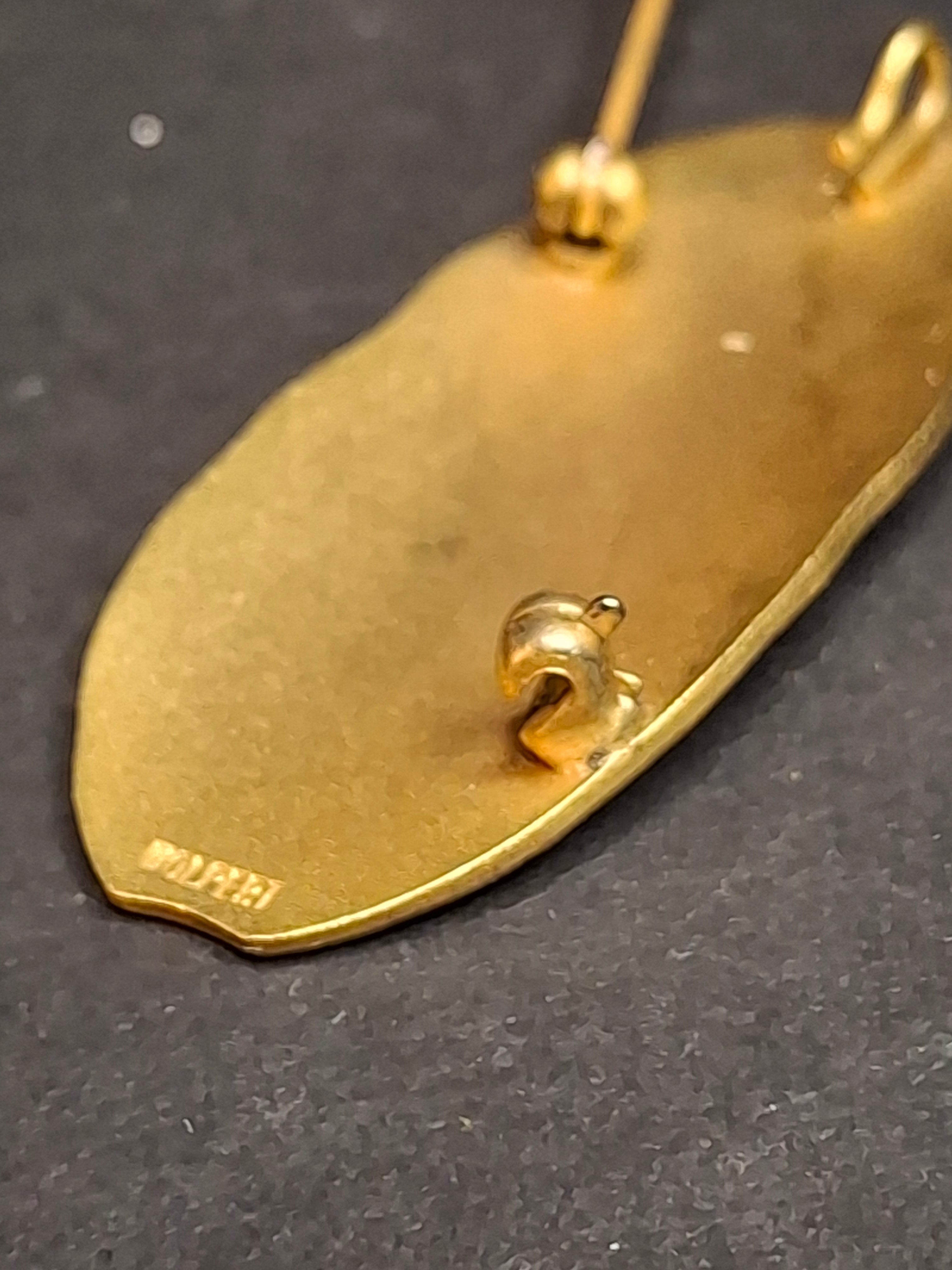 Vintage Ludwig Wolpert Mid-Century Modern Gold Plated Brass Hebrew Emunah Brooch Pendant