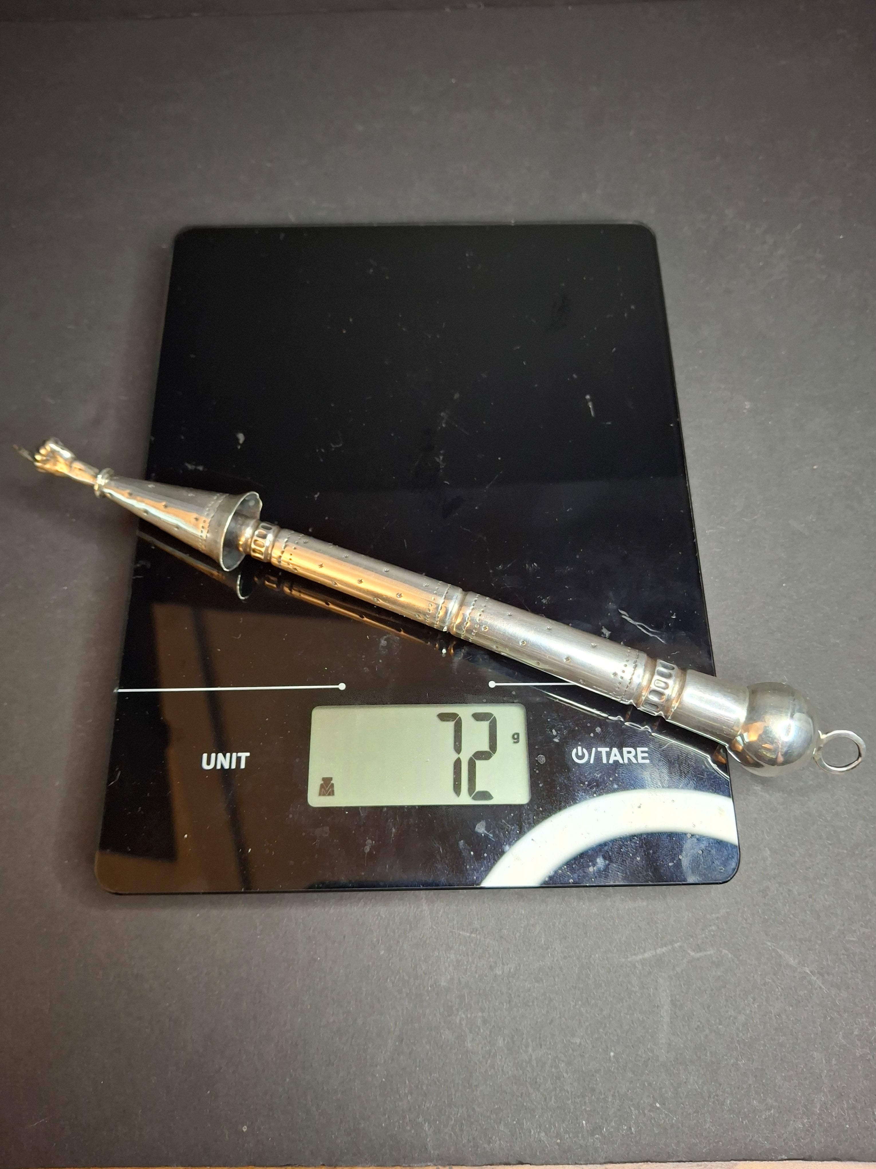 Rare Antique 19th Century 13 Loth Silver Torah Pointer Yad Austro Hungarian Judaica 72g