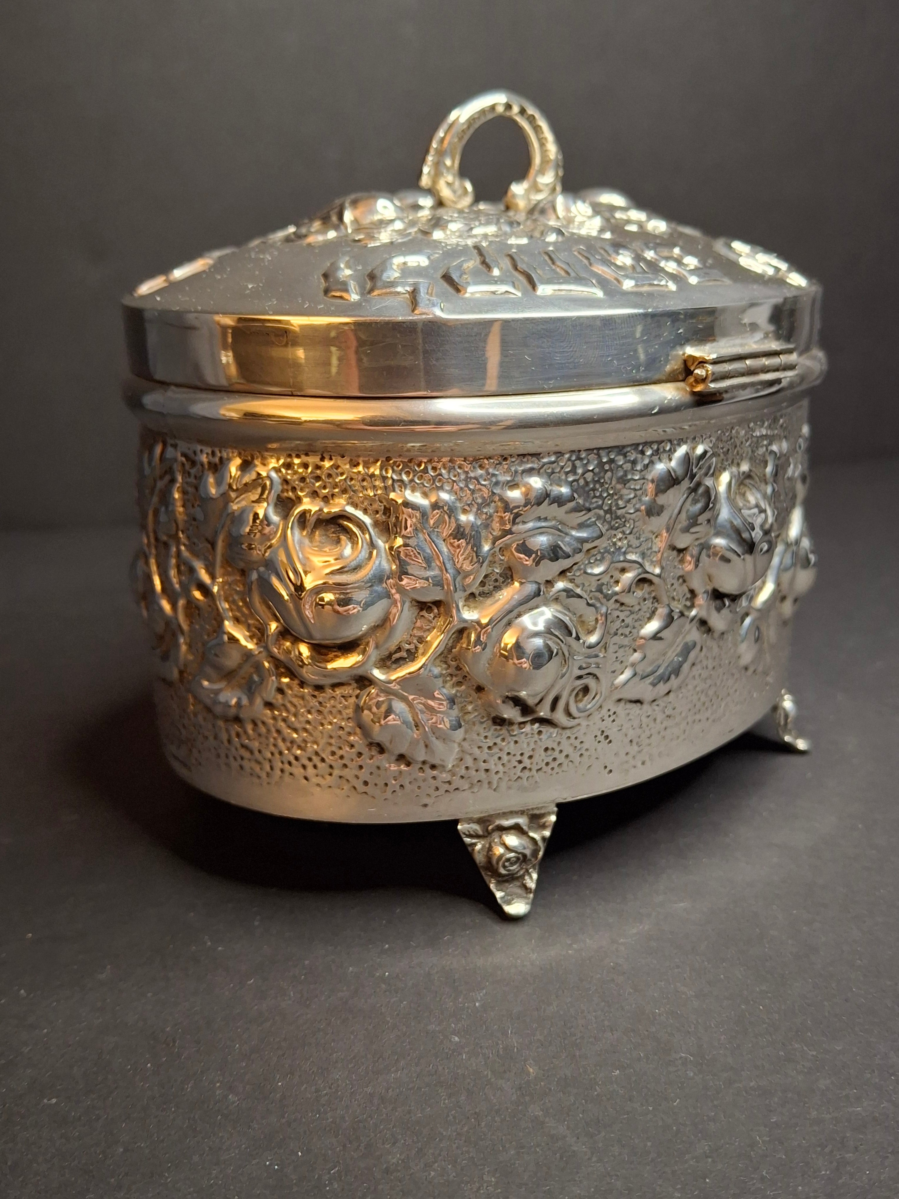 Hazorfim 925 Sterling Silver Etrog Box Hebrew Inscription Vermeil Interior 272g