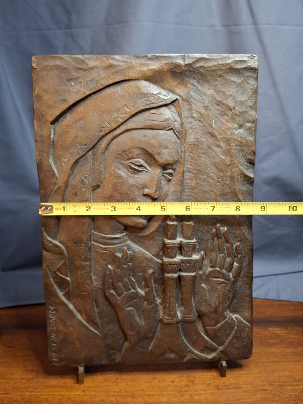 Mid Century Bronze Relief Plaque Sabbath Candle Lighting Blessing Jacob Epstein 1921-2003 Judaica