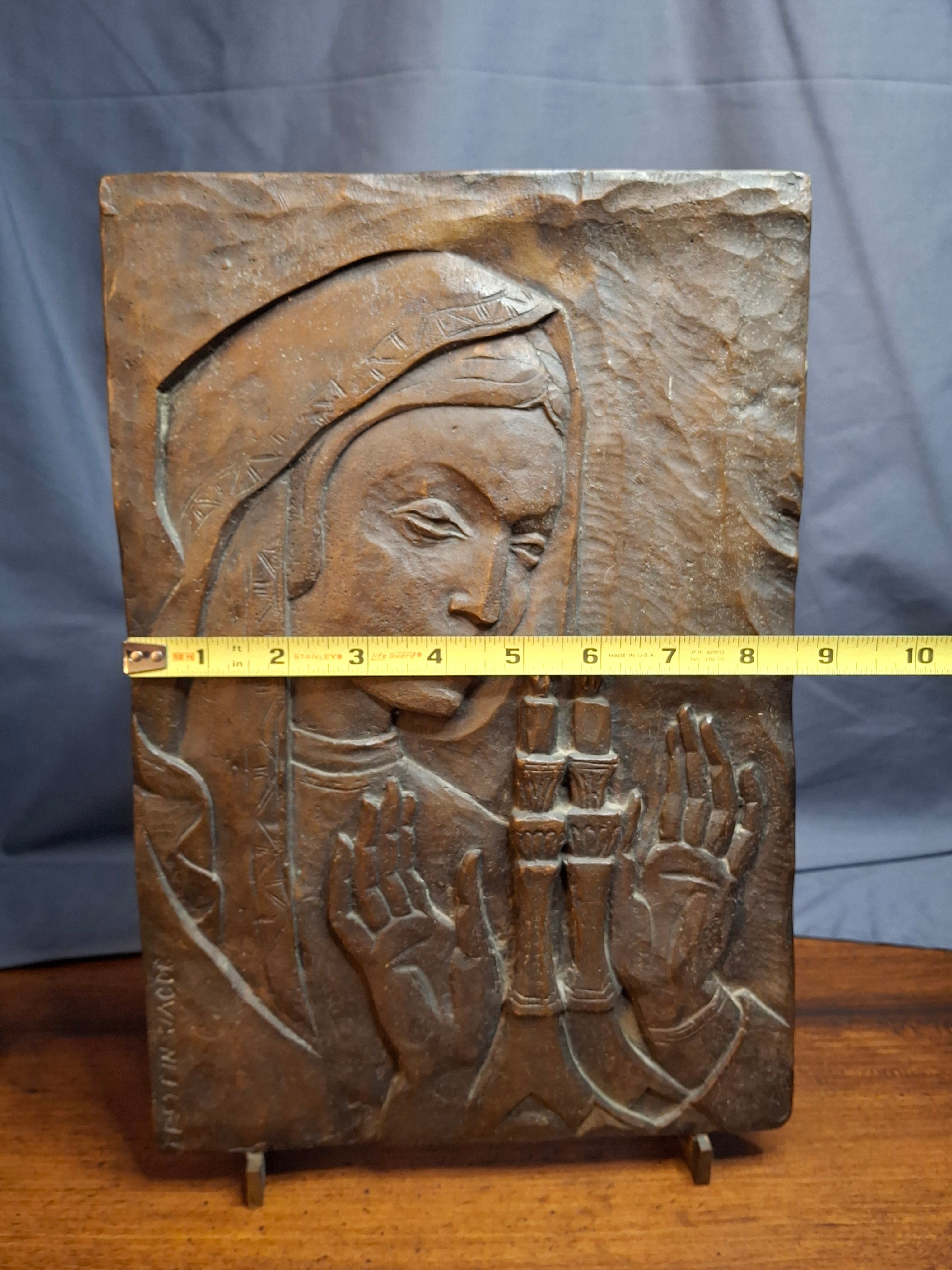 Mid Century Bronze Relief Plaque Sabbath Candle Lighting Blessing Jacob Epstein 1921-2003 Judaica