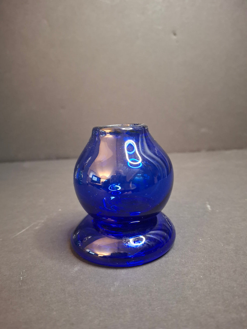 Art Glass Spark Lamp Cobalt Blue Hand Blown Frank Stubbins Signed FWS 87 Miniature Kerosene Oil Lamp Base