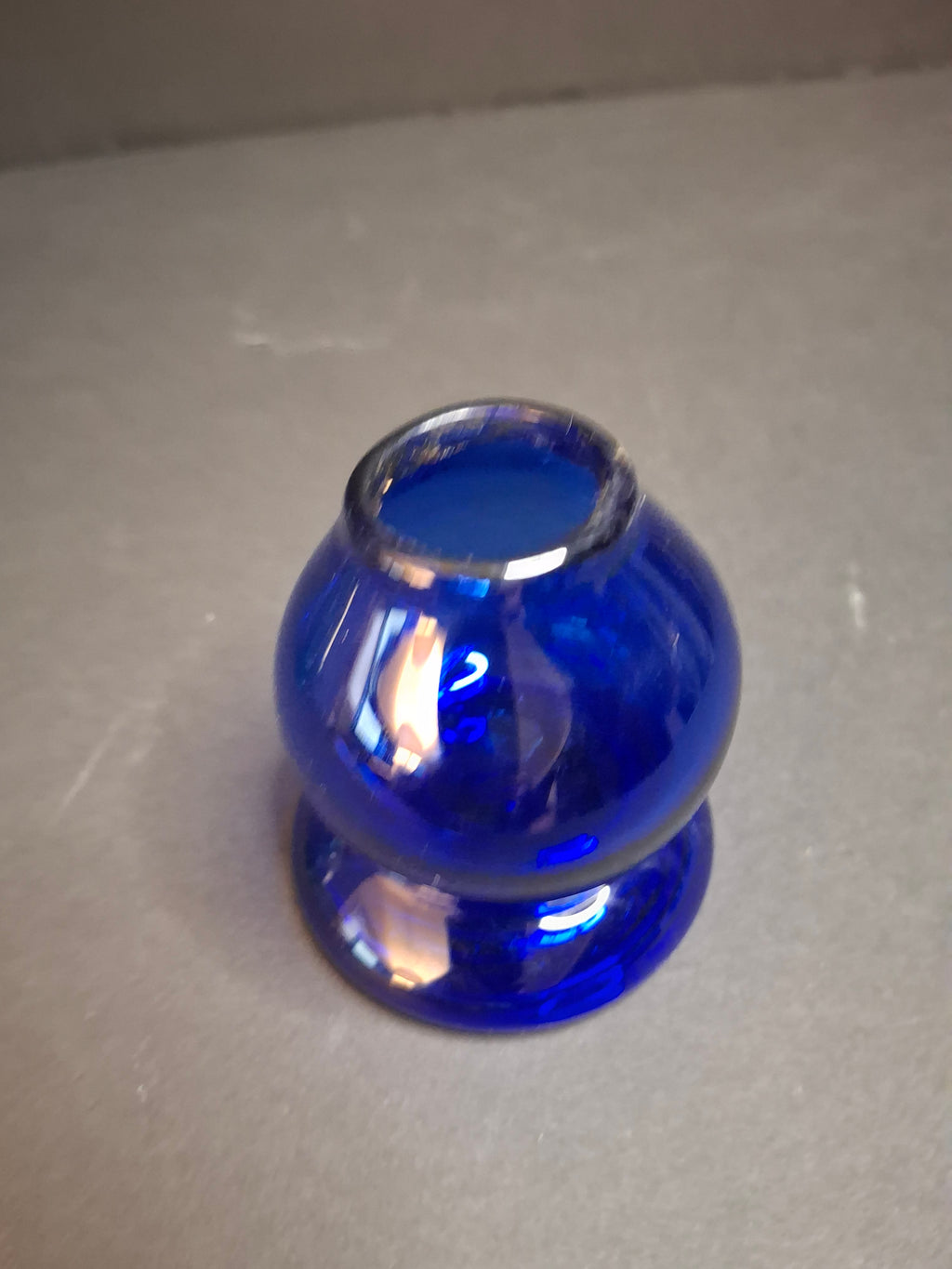 Art Glass Spark Lamp Cobalt Blue Hand Blown Frank Stubbins Signed FWS 87 Miniature Kerosene Oil Lamp Base