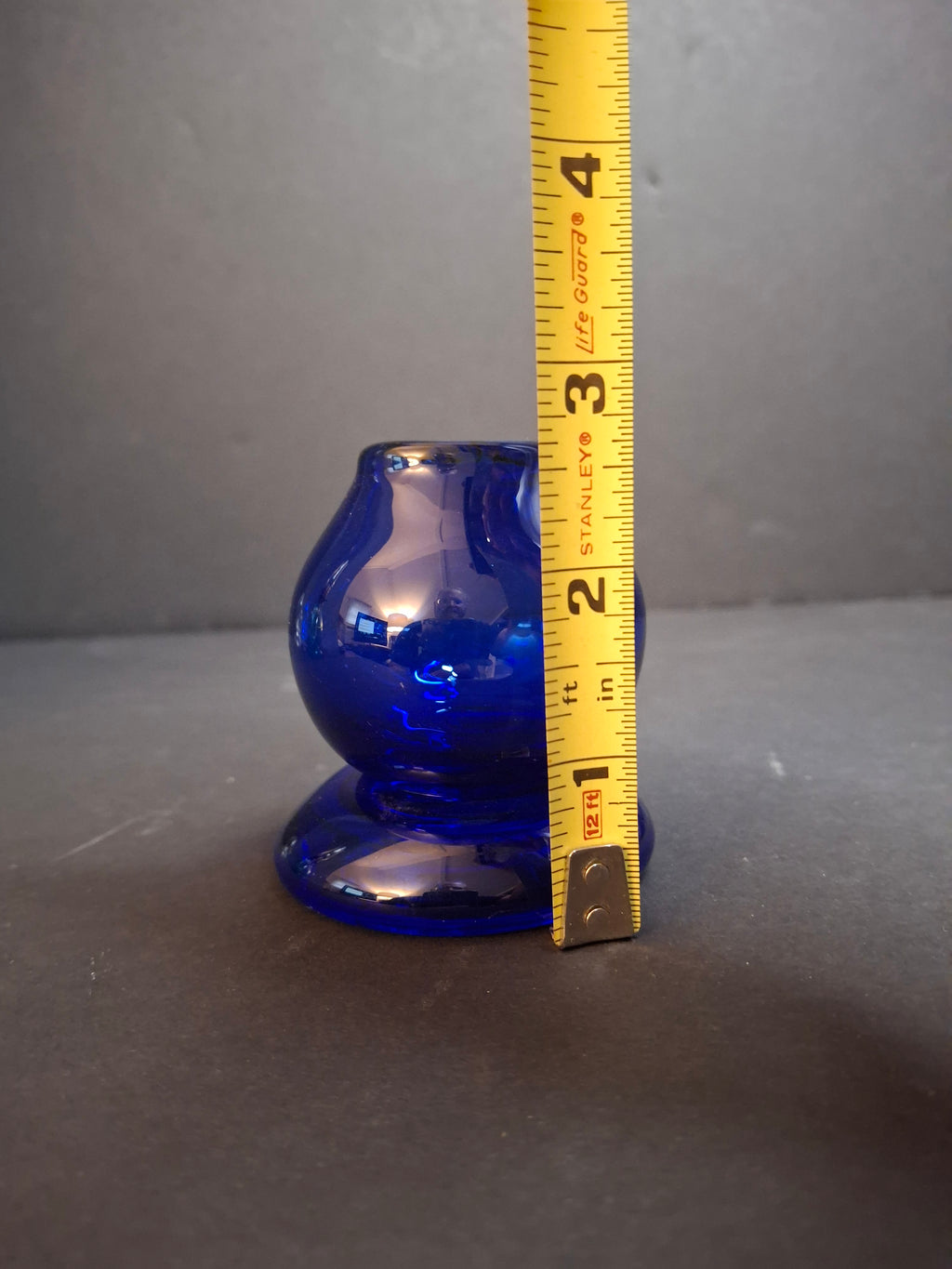 Art Glass Spark Lamp Cobalt Blue Hand Blown Frank Stubbins Signed FWS 87 Miniature Kerosene Oil Lamp Base