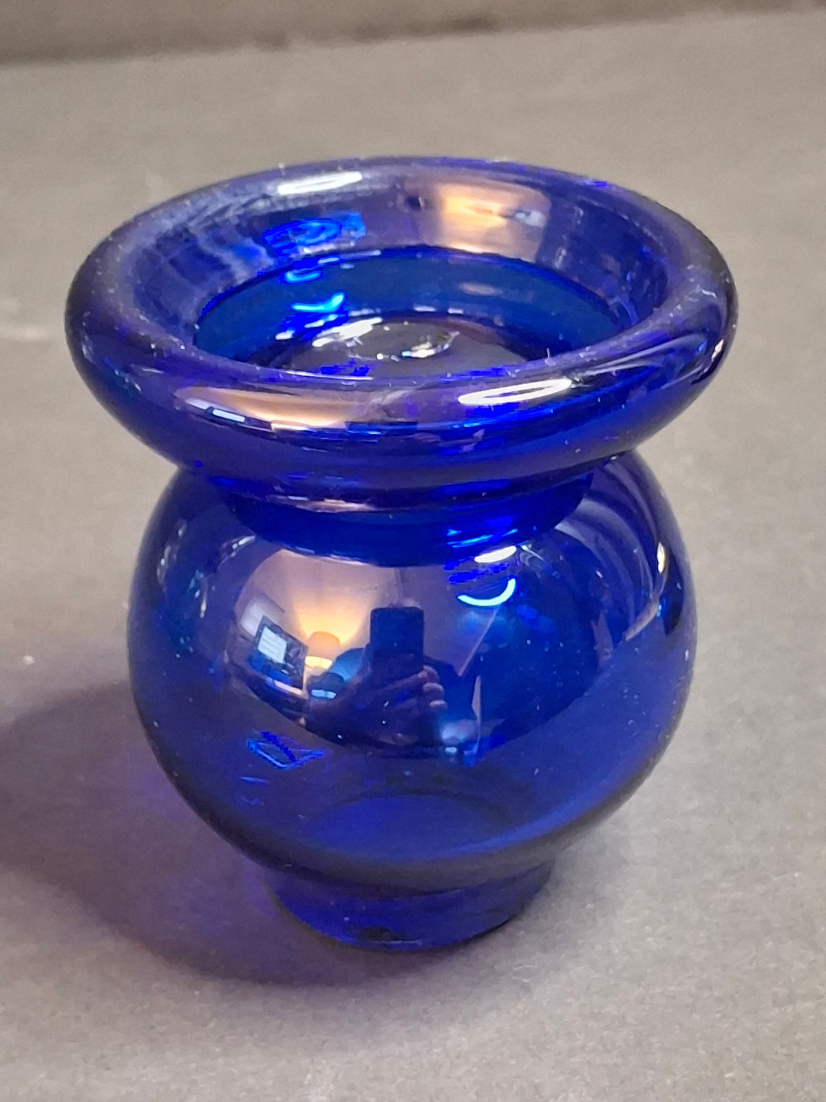 Art Glass Spark Lamp Cobalt Blue Hand Blown Frank Stubbins Signed FWS 87 Miniature Kerosene Oil Lamp Base